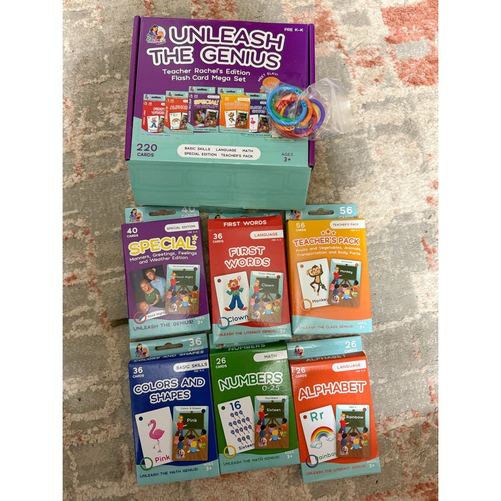 Teacher Rachel's Unleash the‎ Genius Flash Card Mega Set 220 Cards + Rings